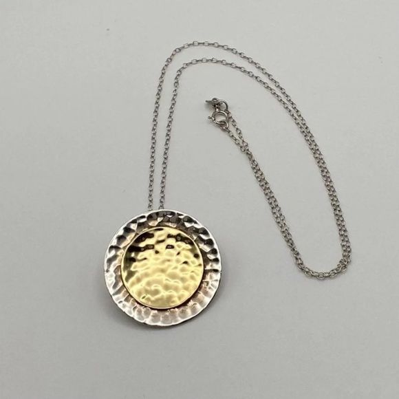 SILPADA Two Tone Hammered Necklace S1375 - Picture 1 of 6